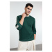 Trendyol Emerald Green Regular/Normal Cut Striped Inside Polar Fleece Sweatshirt