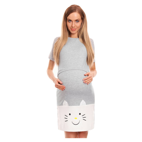 Svetlosivá tehotenská nočná košeľa 0126
