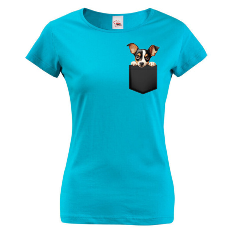 Dámské tričko Americký toy foxteriér v kapsičce - kvalitní tisk a rychlé dodání