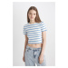 DEFACTO Cool Fitted Striped Ribbon Short Sleeve T-Shirt