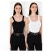 Trendyol Black-Ecru Double Pack Strappy Basic Knitwear Blouse