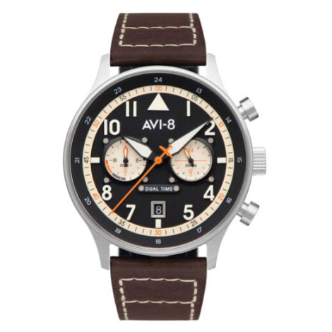 AVI-8 Hodinky Hawker Hurricane Carey Dual Time AV-4088-01 Hnedá