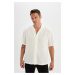 DEFACTO Relax Fit Polo Collar Crinkle Fabric Short Sleeve Shirt