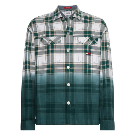 Tommy Jeans Košeľa - TJM DIP DYE CHECK OVERSHIRT zelená