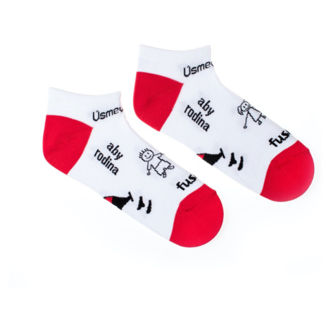 Členkové ponožky Úsmev ako dar Rodina biele Fusakle