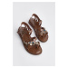 Marjin Women's Genuine Leather Eva Sole Flip-Flops Daily Sandals Kitaz Ginger