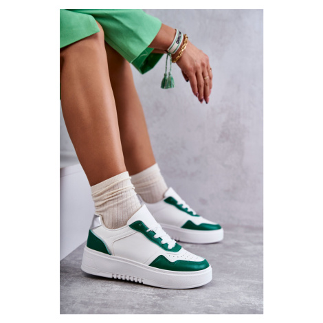 Dámska nízka športová obuv na platforme bielej a zelenej Kyllie