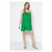 Trendyol Green Straight Cut Mini Woven Ruffle Detail Woven Dress