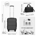 KONO Set 3 cestovných kufrov s horizontálnym dizajnom 44L/66L/96L a cestovnej tašky 20L - čierna
