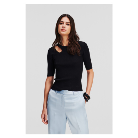 Sveter Karl Lagerfeld Cut Out Knit Top Black
