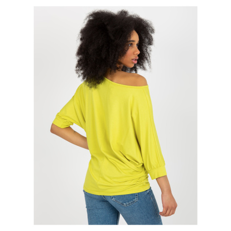 Lime women's bat blouse for one shoulder