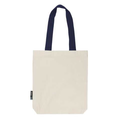 Neutral Nákupná taška s farebnými uškami z organickej Fairtrade bavlny - Prírodná / tmavomodrá