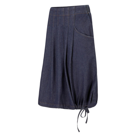 Džínsová sukňa so záhybmi, s pohodlným pásom a šnúrkou na zaviazanie bonprix