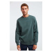 GRIMELANGE Travis Men's Soft Fabric Regular Fit Round Neck Dark Green Sweatshir