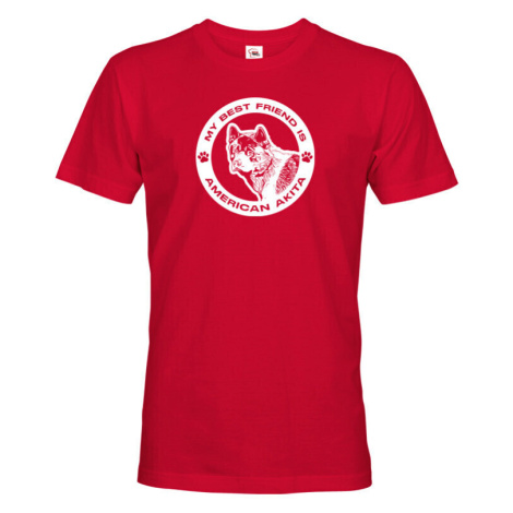 Pánské tričko s potlačou plemena American Akita guľatý motív - pre milovníkov psov