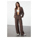 Trendyol Mink High Waist Wide Leg/Wide Leg Striped Woven Trousers