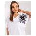 White blouse with decorative flower BASIC FEEL GOOD