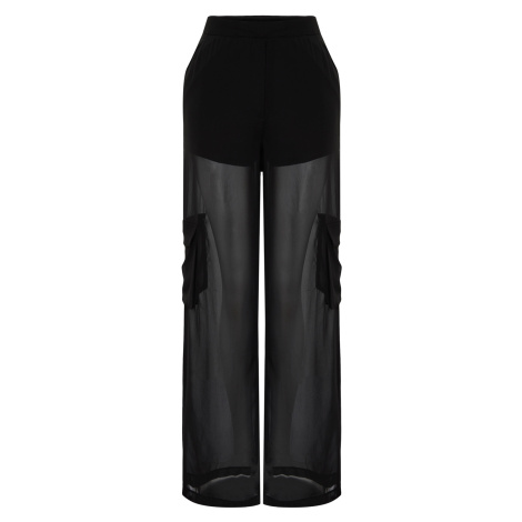 Trendyol Black Tube Leg Lined Woven Chiffon Trousers