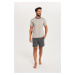 Men's pyjamas Abel, short sleeves, short legs - beige/print