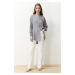 Trendyol Gray Linen Aerobin Oversize Woven Shirt