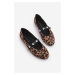 Marjin Women's Banded Stone Leopard Patterned Ballerinas Kiyas Leopard