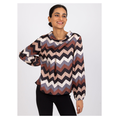 HNEDO-PÚDROVÁ "CIK-CAK" BLÚZKA SILESIA -DHJ-BZ-12311.49P-BROWN-POWDER PINK