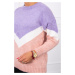 Geometrický vzorovaný sveter fialová + púdrovo ružová UNI