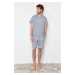 Trendyol Gray Printed Regular Fit Knitted Shorts Pajamas Set