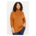 Trendyol Curve Cinnamon Turtleneck Off Shoulder Knitwear Sweater