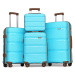 KONO Set 4 kufrov z polypropylénu - 15L, 44L, 77L, 111L - modro hnedá