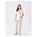 LC Waikiki Crew Neck Printed Short Sleeve Maternity Pajama Set