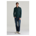 SVETER GANT EXTRAFINE MERINO WOOL HALF ZIP TARTAN GREEN