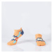 Orange short socks for men with Aztec patterns