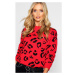 Červený leopardí pletený sveter