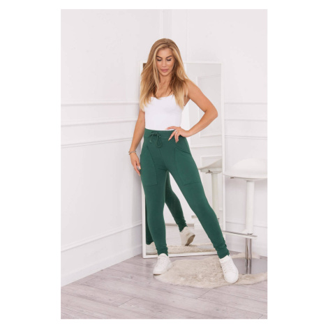 Sweatpants with waist tie dark green