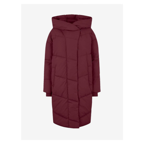 Burgundy Quilted Oversize Hooded Coat Noisy May Tally - Women