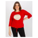 Red blouse with large print and 3/4 sleeves