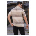 Madmext Men's Brown Short Sleeve Jacquard Shirt 5590