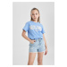 DEFACTO Girls Printed Short Sleeve T-Shirt