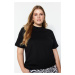 Trendyol Curve Black Boyfriend Ribbed Collar 100% Cotton Knitted T-shirt