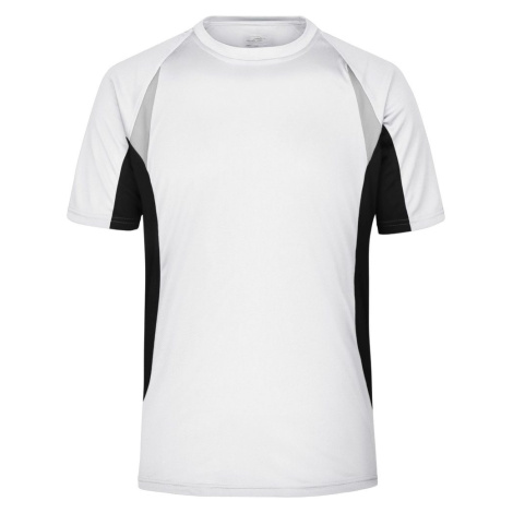 James & Nicholson Pánske funkčné tričko s krátkym rukávom JN391 - Biela / čierna
