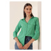 By Saygı Green Polo Neck Shirt with One Pocket