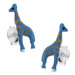 Náušnice zo striebra 925, modrá žirafa so svetlohnedými bodkami, puzetky