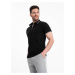 Ombre Men's pique knit polo shirt without buttons - black