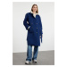 Trendyol Dark Navy Blue Oversize Belted Windbreaker Detailed Water Repellent Long Trench Coat