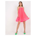 Fluo pink pleated dress one size with shoulder straps