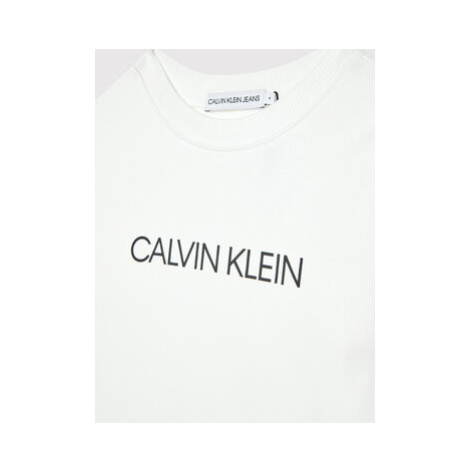 Calvin Klein Jeans Mikina Unisex Institutional Logo IU0IU00162 Biela Regular Fit