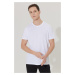 ALTINYILDIZ CLASSICS Pánske biele slim fit tričko s logom Slim Fit 100% Bavlna s krátkym rukávom