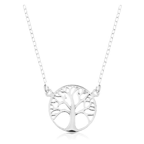 Strieborný 925 náhrdelník, retiazka a prívesok - lesklý strom života v kruhu