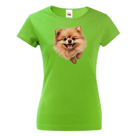 Dámské tričko s potlačou Pomerianský špic - tričko pre milovníkov psov